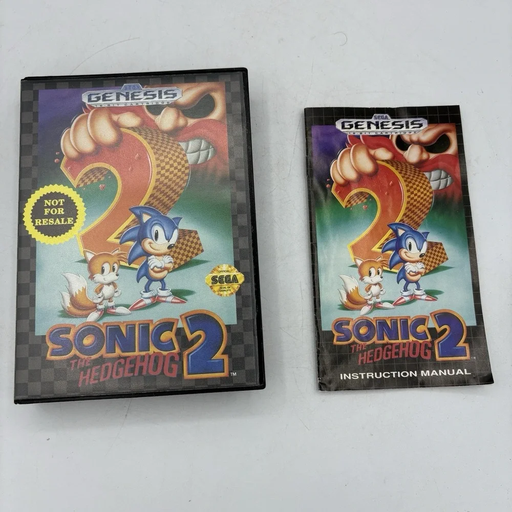 Sega Genesis Video Game Sonic the Hedgehog 2 w Manual & Case 1992 Vintage